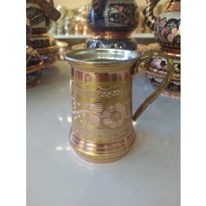 Karaca Bakır Işlemeli Bakır Bardak-Bakır Su ve Ayran Bardağı