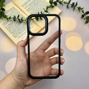 İphone 12 Pro Max Uyumlu Siyah Şeffaf Roma Sert Kılıf