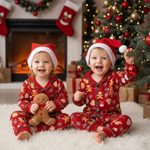 Luna Mia Baby Yılbaşı Temalı Bebe Pijama Takımı ( 3 Parça Alt-Üst-Şapka Halimde Gönderilir) 9/12/18/24 Ay Seçeneği