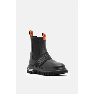 Harley Davidson Nefud Siyah Baskılı Deri Kadın Bot Postal Ayakkabı