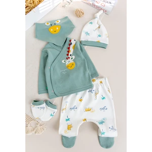 Zürafa Temalı 5 Parça Erkek Bebek Hastane Çıkışı Bebek Takımı