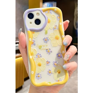 Apple iPhone 15 Plus/14 Plus Kılıf Tasarımlı Desenli Kamera Korumalı Papatya Çiçek Renkli Silikon Kapak