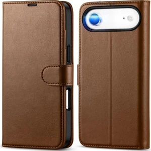 M.TK Moveteck iPhone 17 Air Kılıf 360 Tam Kaplar Deri Dokulu Kapaklı Cüzdan Standlı Kartvizitli Kopçalı