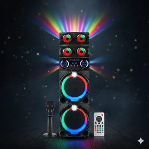 Kip GSM Bluetooth Rgb Işıklı Tws Karaoke Hoparlör 12 Çift Bass LED Ekran Fm Radyolu Mikrofonlu Ses Sistemi