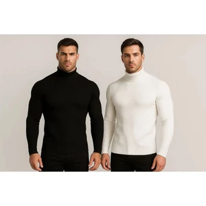 Stilim Trend 2 Li Avantajlı Set Paket Erkek Slim Fit Body Mevsimlik ( Siyah Beyaz )