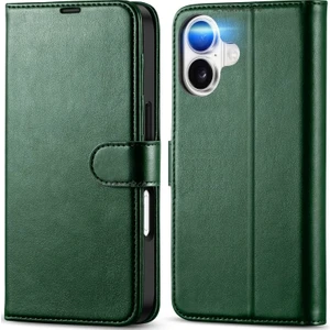 M.TK Moveteck iPhone 17 Kılıf 360 Tam Kaplar Deri Dokulu Kapaklı Cüzdan Standlı Kartvizitli Kopçalı