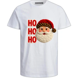Efendioğlu Design Nakış Baskılı Noel Baba Hohoho Baskı Nakış Görseli Pamuklu Yetişkin T-Shirt