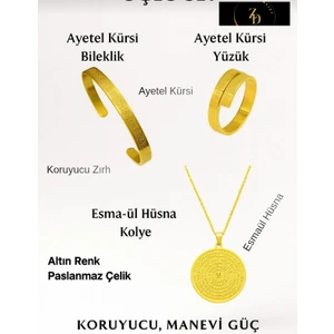 Çelik Esmaül Hüsna Kolye,ayetel Kürsi Bileklik Yüzük Set