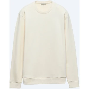 Ekru Bisiklet Yaka Sweatshırt