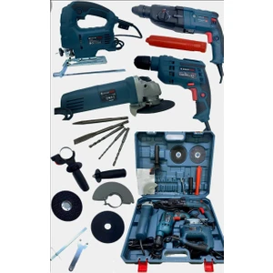 Ekinler El Aletleri Elektrikli 4 Lü Makine Seti Kırıcı Delici, 13MM Darbeli Vidalama Matkap, 125MM Avuç Taşlama, Dekupaj Testere EEA416 .....