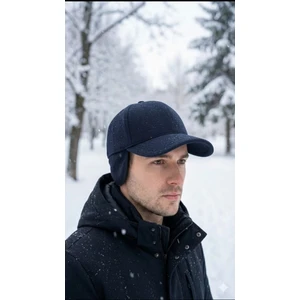 Eleven Market Kulaklı Lacivert Kaşe Şapka Kışlık Kaşe Erkek Şapka