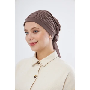 Hürrem Bone Vizon Pratik Hazır Geçmeli Tesettür Bone Sandy Kumaş Pileli Nervürlü Güllü 1806_10