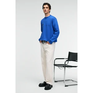 IRVING Erkek Yuvarlak Yaka Göğsü Ve Önü Regular Fit Mavi Sweatshirt