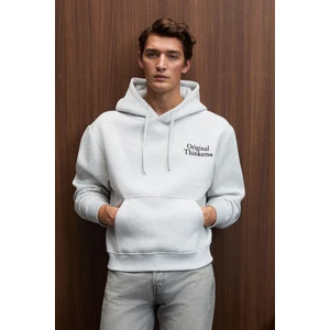 PASCAL Erkek Kapüşonlu Kanguru Cepli Önü Ve Sırtı Baskılı Regular Fit Grimelanj Sweatshirt