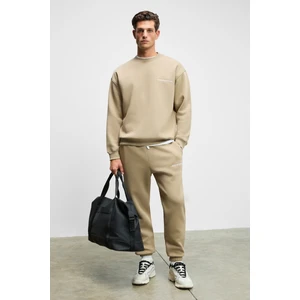 Marshall Erkek Pamuklu Içi Polarlı Nakışlı Relaxed Vizon Eşofman Takımı