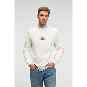 IRVING Erkek Yuvarlak Yaka Göğsü Ve Önü Regular Fit Ekru Sweatshirt