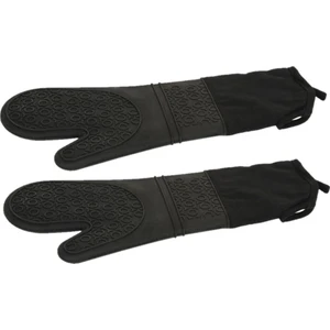 Ikili Siyah Silikon Mutfak Eldiveni - Yanmaz Eldiven 41.5 cm