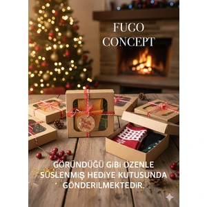 Fugo Concept Fugoconcept Kutulu 2 Çift Yılbaşı Çorabı Seti Noel Konseptli Hediyelik (Pamuklu)