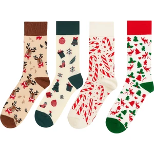 Goma Goma Socks Yılbaşı Figürlü 4’lü Çorap Seti Noel Geyik ve Hediye Desenli