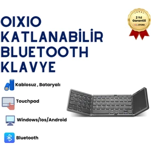 Katlanabilir Siyah Her Cihaza Bluetooth İle Uyumlu Portatif  Taşınabilir Dokunmatik Mini Klavye
