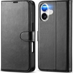 M.TK Moveteck iPhone 17 Kılıf 360 Tam Kaplar Deri Dokulu Kapaklı Cüzdan Standlı Kartvizitli Kopçalı