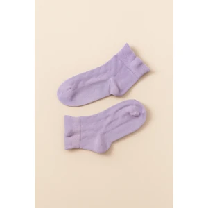 Kadın Bileği Fırfırlı Step Çorap Lila