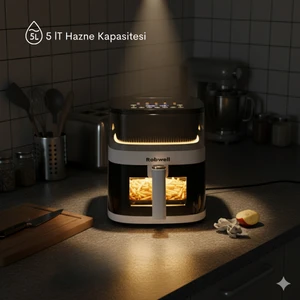 Robwell RX05 Yeni Nesil 5Lt Renkli Menü 10 Pişirme mod Ayarlı Akıllı Sesli Uyarı air Fryer