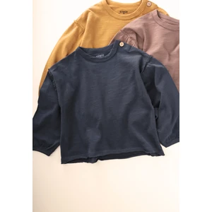 Fırçalı Rustik Uzun Kollu T-Shırt 1-7 Yaş Lacivert