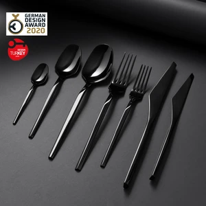 5100 Quartz Titanyum Siyah 12 Kişilik 84 Parça Çatal Kaşık Bıçak Takımı