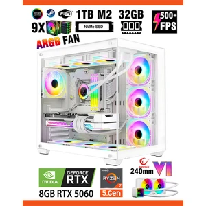 Mirage X50 Pro White Ryzen 7 5700X 32GB 1TB M.2 SSD RTX5060 Sıvı Soğutmalı Oyuncu Bilgisayarı