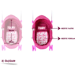 Prenses Katlanabilir Metal Oyuncak Bebek Arabası