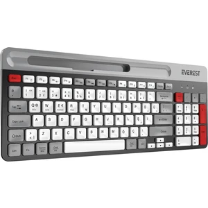 Kb-88 Ruby Siyah-Gri Kablosuz 2.4g + Bluetooth Bt1 Bt2 Çoklu Cihaz Bağlantılı Türkçe Q Ince Klavye