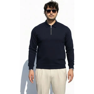 Sweatshirt Erkek Sweatshirt Kalın Sweatshirt Penye Sweatshirt Polo Yaka Penye Fermuarlı Erkek Sweatshirt Penye Sweatshirt Lacivert