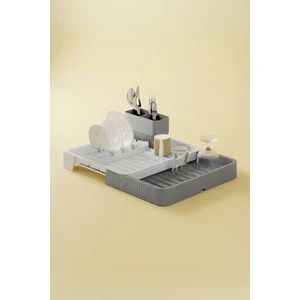 Gri - Uzayabilir Sürgülü Bulaşık Sepeti, Lavabo/tezgah Üstü Açılır Kapanır Bulaşıklık Kurutma Sepeti