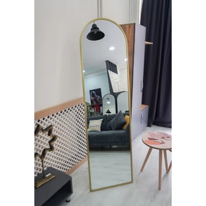 Gold Oval Metal Çerçeveli Ayaklı Influencer Boy Aynası 180 x 50 cm