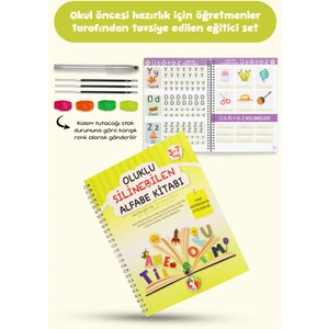 Mert Bebek Oluklu Silinebilen Alfabe Yazı Kitabı | Kabartmalı Yaz-Sil Eğitim Kitabı, Sihirli Kalemli, Okul Öncesi Harf Öğrenme, 3–6 Yaş