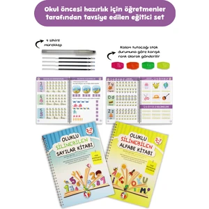 Mert Bebek Oluklu Silinebilen Yazı Kitabı Seti (Alfabe + Sayılar) | Kabartmalı Yaz-Sil Eğitim Seti, Sihirli Kalemli, Okul Öncesi Harf ve Rakam Öğrenme, 3–7 Yaş