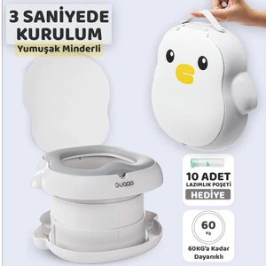 Penguen Lazımlık Katlanabilir Portatif Çocuk Tuvaleti Premium Seyahat Bebek Taşınabilir Lazımlığı Kolay Kurulum