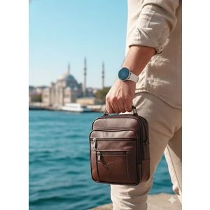 Newish Polo Hakiki Deri Postacı Kasalı El Omuz Çantası Ortaboy