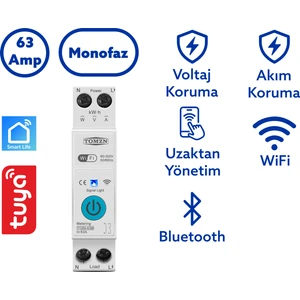 WiFi Özellikli Akıllı Sigorta Dahili Enerji Ölçerli Zaman Rölesi 63A