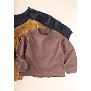 Fırçalı Rustik Uzun Kollu T-Shırt 1-7 Yaş Vizon