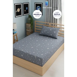 Yıldız Desenli Yastık Kılıflı Tek Kişilik Lastikli Çarşaf Takımı 100X200 cm (Çarşaf+Yastık Kılıfı)