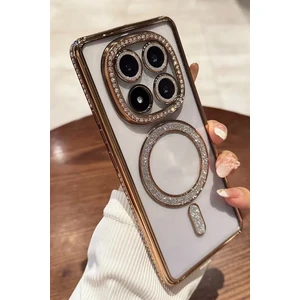 Nezih Case Redmi Note 14 Pro 4g-5g Uyumlu Taşlı Magsafe Şarj Özellikli Kamera Korumalı Simli Kılıf