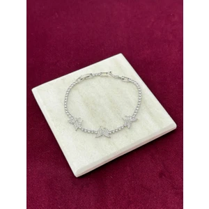 Calista Aksesuar Taşlı Üç Kelebekli Silver Su Yolu Bileklik