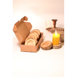 Frig Lavanta Tasarım Hediyelik Ahşap Meşe Mum Altlığı 10 Adet Iç Çap 4 cm