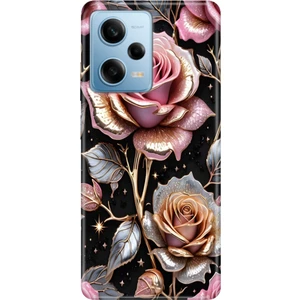 Xiaomi Redmi Note 12 Pro 5g Kılıf Desenli Baskılı Tpu Rubber Kapak Gold Gül