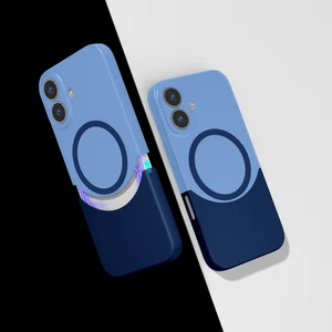 iPhone 16 Kılıf M-Safe Şarj Özellikli Mıknatıslı Vlmt Duble Kapak - Lacivert