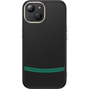 iPhone 14 Plus Kılıf M-Safe Şarj Özellikli Karbon Fiber Görünümlü Vlmt Antina Kapak - Siyah-Yeşil