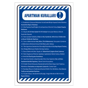 Apartman Kuralları 35X25 cm