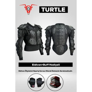 Crayzbull Turtle Body Armor – Tam Vücut Korumalı Motosiklet Body Armour + Eldiven ve Buff Hediyeli S